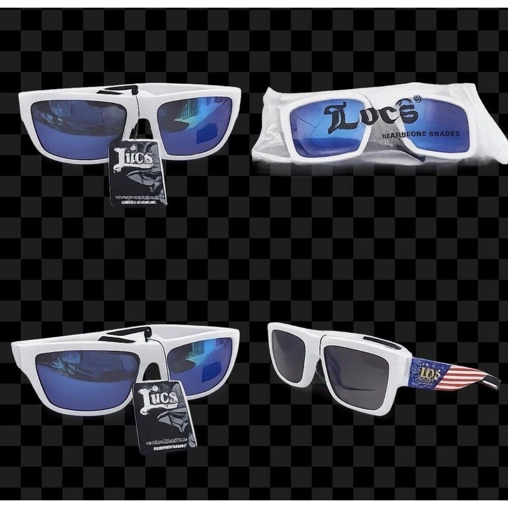 Locs Patriotic USA Flag Print Arm Flat Top Manly Sunglasses
